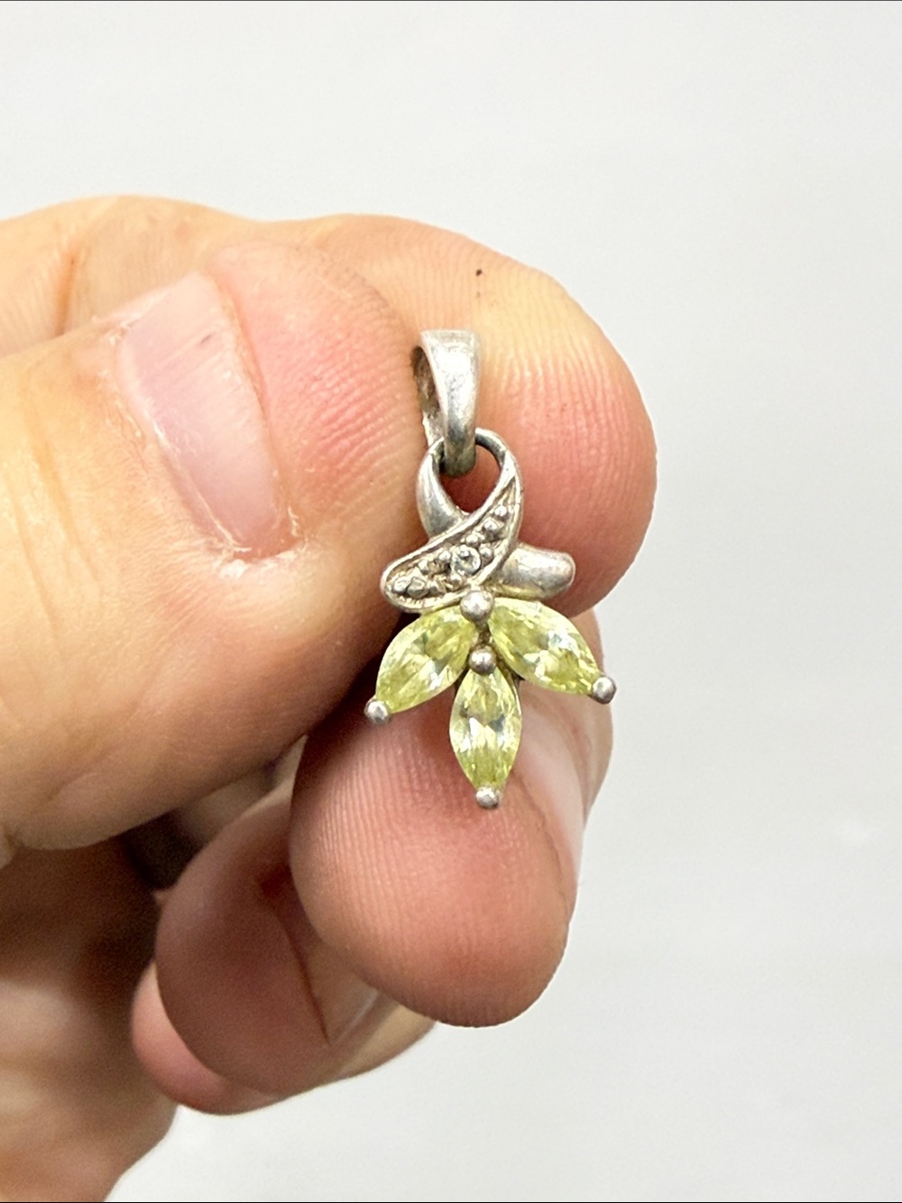 Sterling Silver Yellow Peridot Floral Pendant